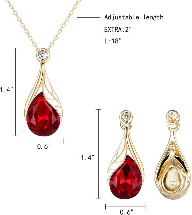 Detalle de Parure bijoux femme Clearine mariage goutte d’eau feuille émail, strass et cristal autrichien (collier + boucles d’oreilles)