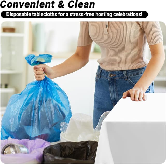 Thumbnail 4 de 4 Packs White Plastic Tablecloth 54 x 108