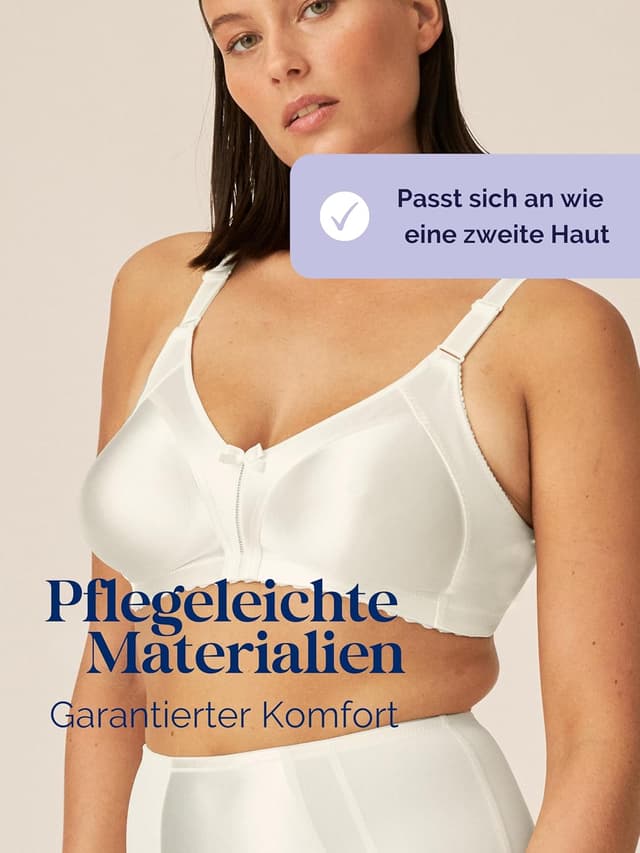 Detalle de Naturana Minimizer-BH ohne Bügel (Cup B–G) mit breiten Trägern – optisch kleinere Cupgröße