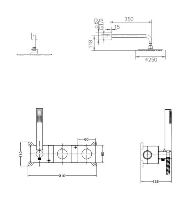 Detalle 2 de Imex Tíbet conjunto ducha termostático empotrado 1 unidad