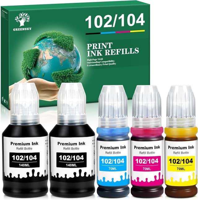 Detalle de GREENSKY 102 104 Inchiostro a coloranti 5 Pack 🖨