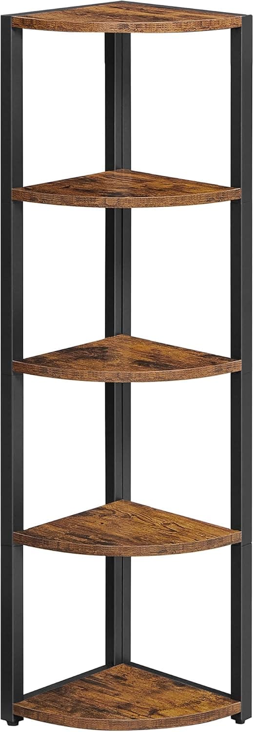 Detalle de VASAGLE Mensola angolare a 5 livelli LLS801B01 in stile industriale, per angoli e spazi extra in casa e ufficio