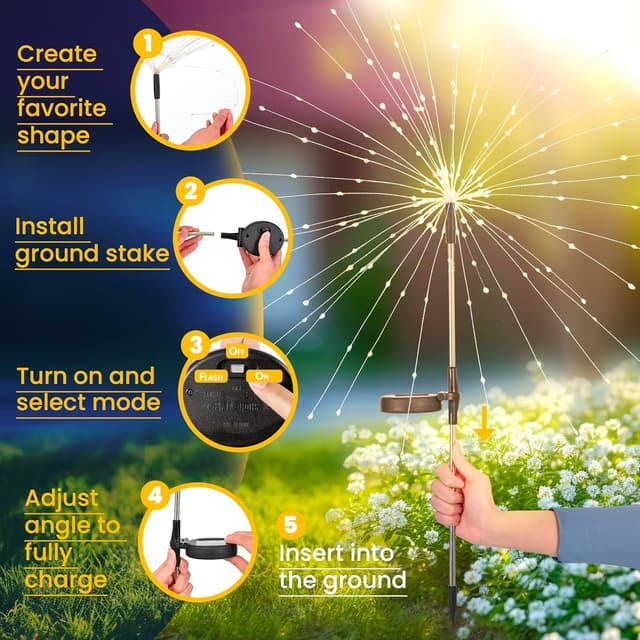 Detalle de GIGALUMI Solar-Gartendeko Leuchten für außen (4er-Set) mit 120 LED pro Lampe