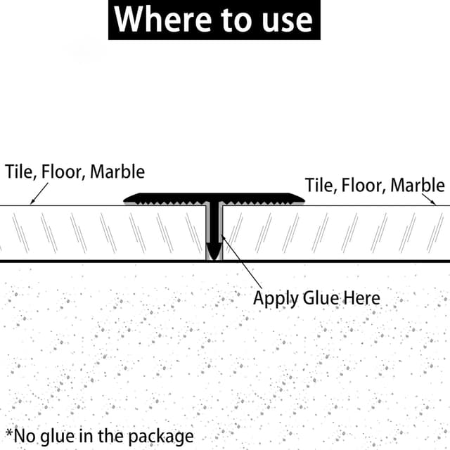 Detalle 1 de Trimold 3‑piece Aluminium T Moulding Trim & Floor Transition Strips (Matte Black) 0.9m x 2cm
