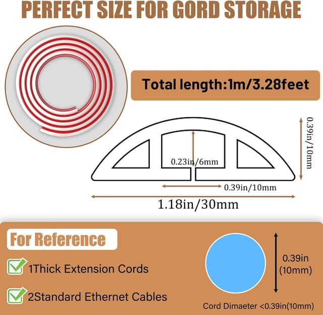 Detalle 2 de DIKARIYA Kabelkanal weiß, selbstklebend und flexibel (3 cm x 1 m) – Bodenkabelschutz für Büro, Haus und Außenbereich