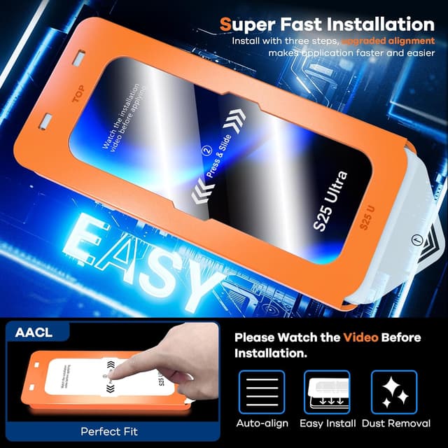 Detalle de AACL 3-Pack Samsung Galaxy S25 Ultra Screen Protector 9H