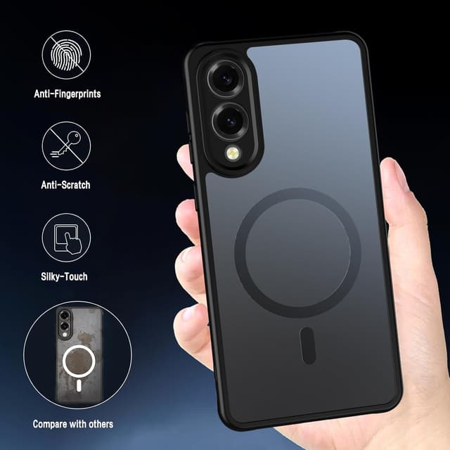 Detalle de Coque magnétique AOKUMA pour Samsung Galaxy S25 Edge compatible MagSafe, avec 2 verres trempés et protection anti-rayures – noir