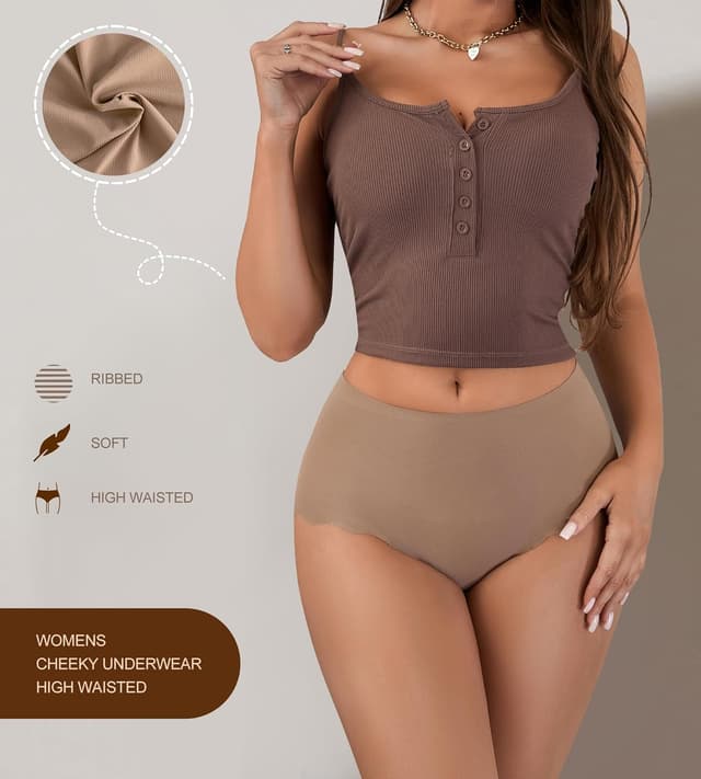 Detalle de SHARICCA Seamless High Waisted Cheeky Underwear Pack