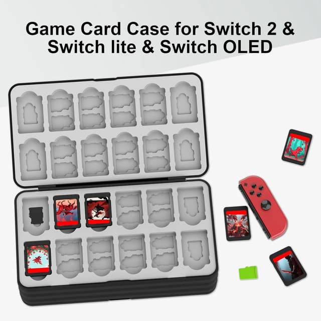 Detalle de iPLYGAM Switch Game Case Holder with 96 Cartridge Slots and 160 Micro SD Storage