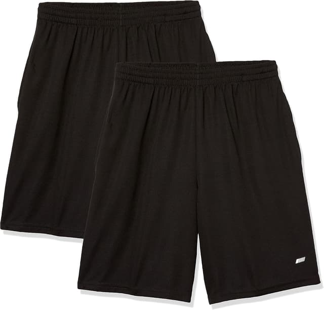 Detalle de Amazon Essentials lot de 2 shorts d’entraînement basket & gym en tissu technique — coupe ample homme