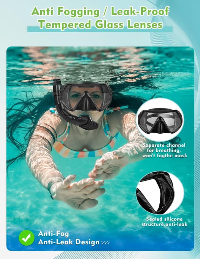 Detalle de Hydomi snorkel set for adults 180° view