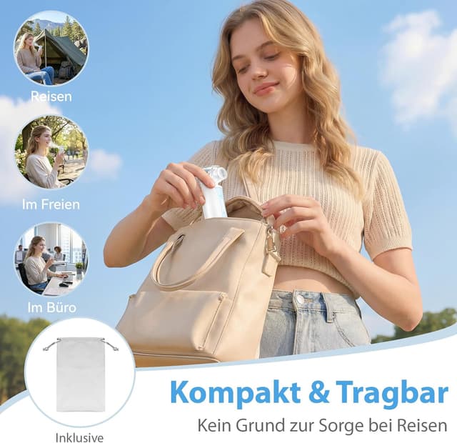 Detalle de Tragbares Inhalationsgerät NIKYPJ (blau) mit 2 Geschwindigkeitsmodi, USB‑Aufladung und 3 Teilen für Erwachsene & Kinder