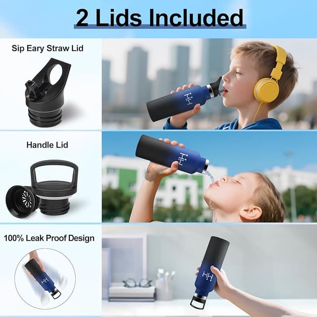 Detalle de Botella Térmica Niños 500 ml: cantimplora con pajita