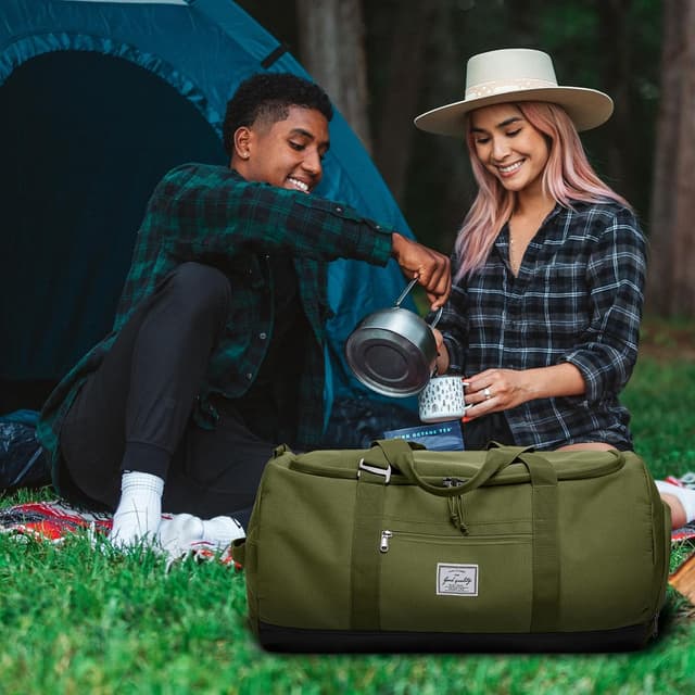 Detalle 2 de Lyweem 60L Travel Duffel Bag (Green) with Shoe Compartment and Backpack Handles