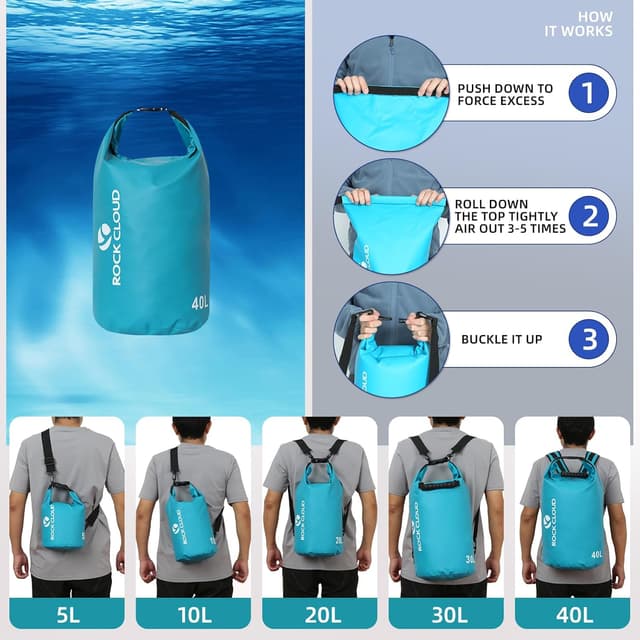 Detalle 1 de ROCK CLOUD waterproof dry bag (dry sack) for kayaking, rafting and camping