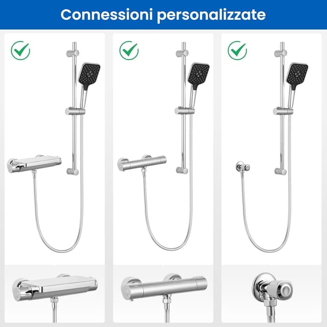 Thumbnail 1 de Asta doccia Auralum da 70 cm con doccetta e saliscendi, colonna senza miscelatore in acciaio inox cromo