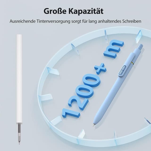 Detalle 2 de JIMMIDDA 8er Gelstifte-Set (0,7 mm) mit schwarzer Tinte für Tagebuch, Notizen & Schule