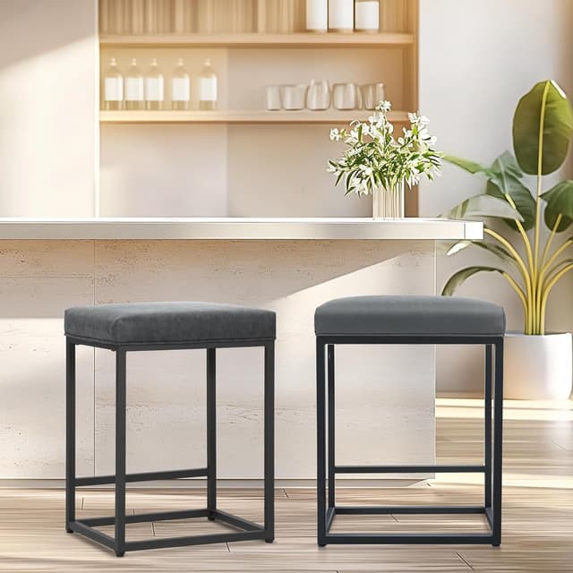 Imagen de ALPHA HOME Set of 2 bar stools, counter height en OfertitasTOP