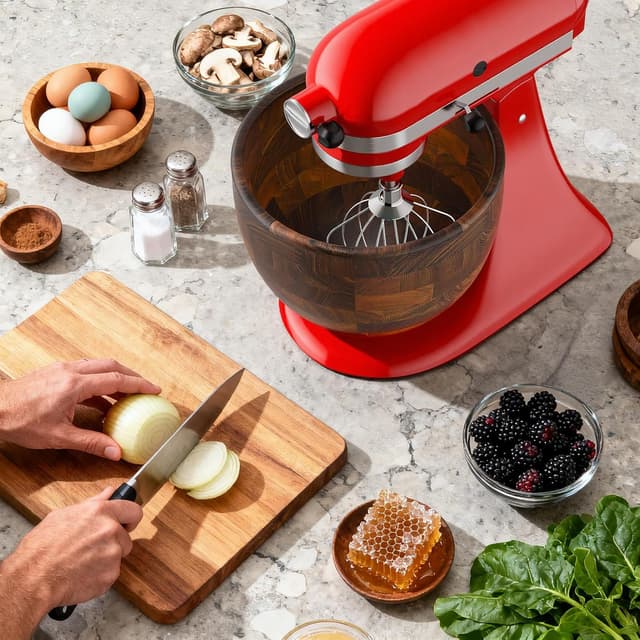 Thumbnail 6 de Cofun Premium Wood Mixing Bowl for 4.5–5 Qt Tilt-Head Stand Mixers (Acacia Wood)