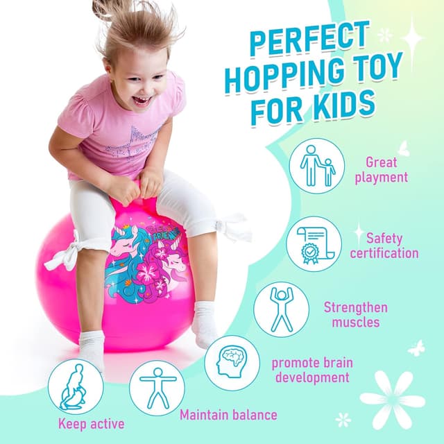 Detalle de U&C Planet Hopper Ball 18-inch Bouncy Unicorn Ball with Handle (Pink)