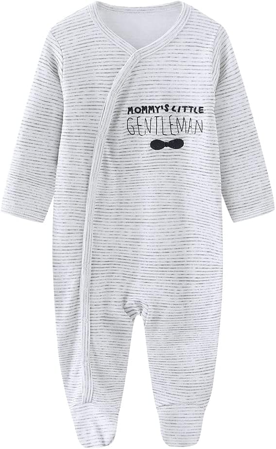Detalle 2 de Chamie long-sleeve cotton baby sleepsuit romper with foot snaps (0-3m to 9-12m)