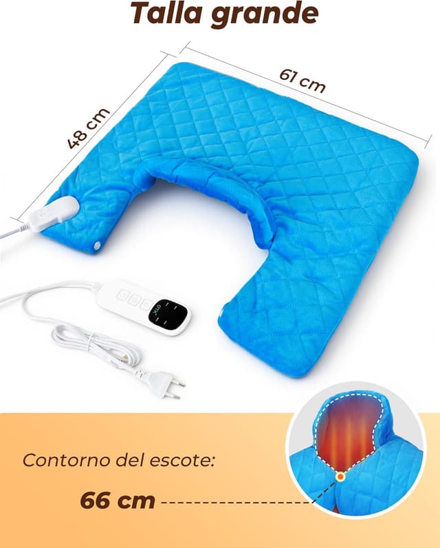 Detalle de UTK Coussin Chauffant Cervicales : chaleur jusqu’à 70°C pour cou et épaules (6 niveaux, minuteur)