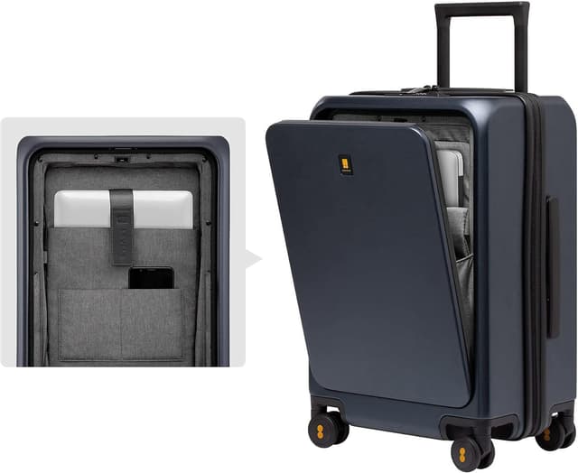 Detalle de LEVEL8 20 Inch Carry-on Suitcase with Laptop Compartment, TSA & USB Charging Port (Royal Blue)