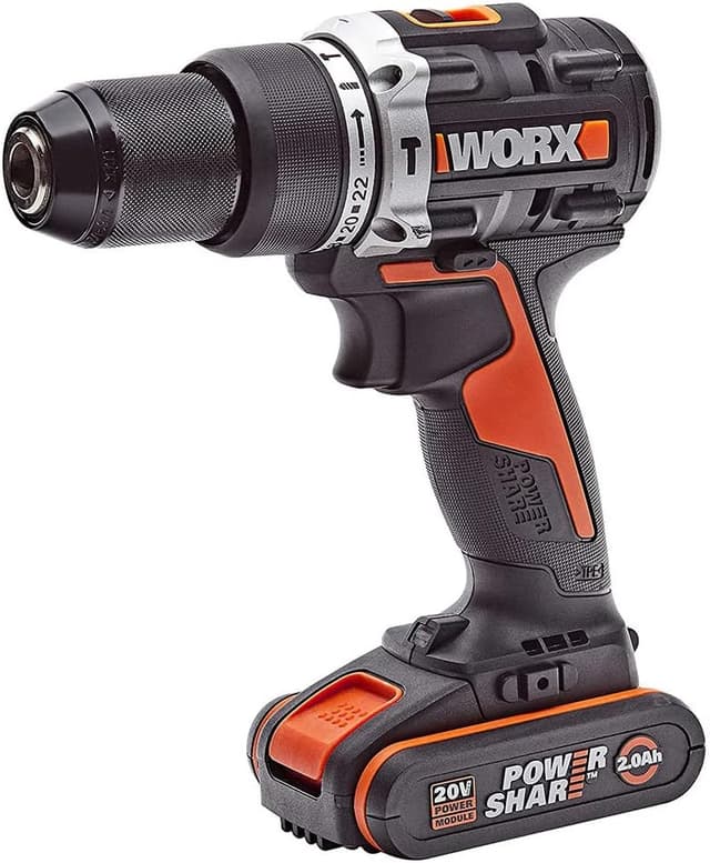 Detalle de WORX WX352 trapano avvitatore con percussione brushless 60 Nm e batterie 20V 2.0Ah (2 pezzi)