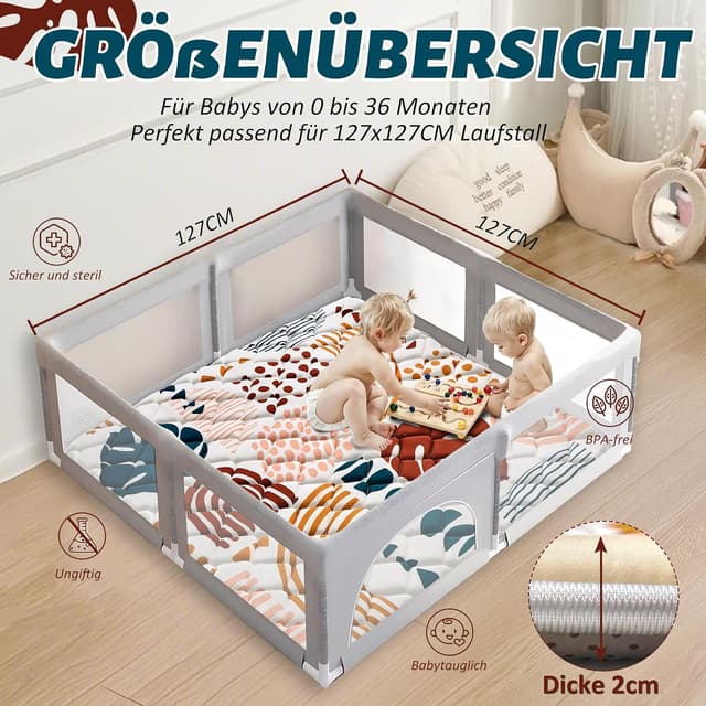 Detalle 2 de YBIKE Baby Spielmatte 127x127 cm für Babys