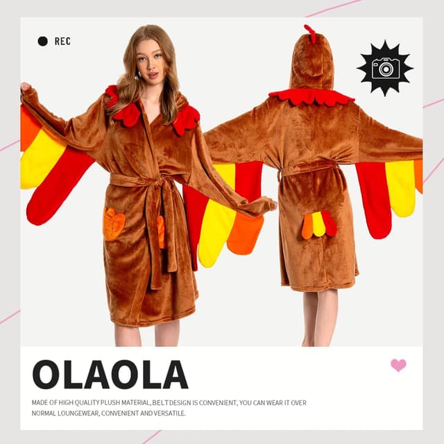 Thumbnail 3 de OLAOLA Plush Hooded Fleece Bathrobe 1pc