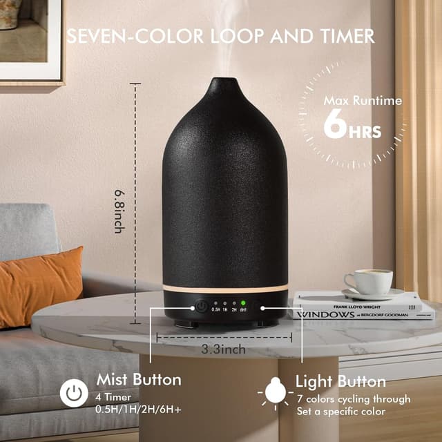 Thumbnail 1 de Essential Oil Diffuser Ceramic 150ml Aromatherapy