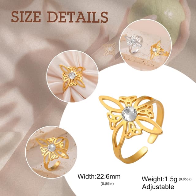 Detalle de Dreamtimes Hexenknoten-Ring aus Edelstahl für Frauen – keltisches Symbol, verstellbar, offen (Wicca/Amulettschmuck)