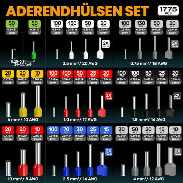 Thumbnail 3 de SOMELINE Sechskant Crimpzange Set 0,25–10 mm² 🛠