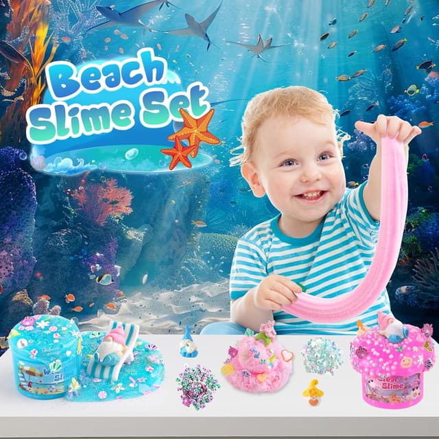 Thumbnail 6 de LAWOHO 6 Pack Mermaid Gnomes Slimes kit for kids (cloud, water, butter & clear slime)