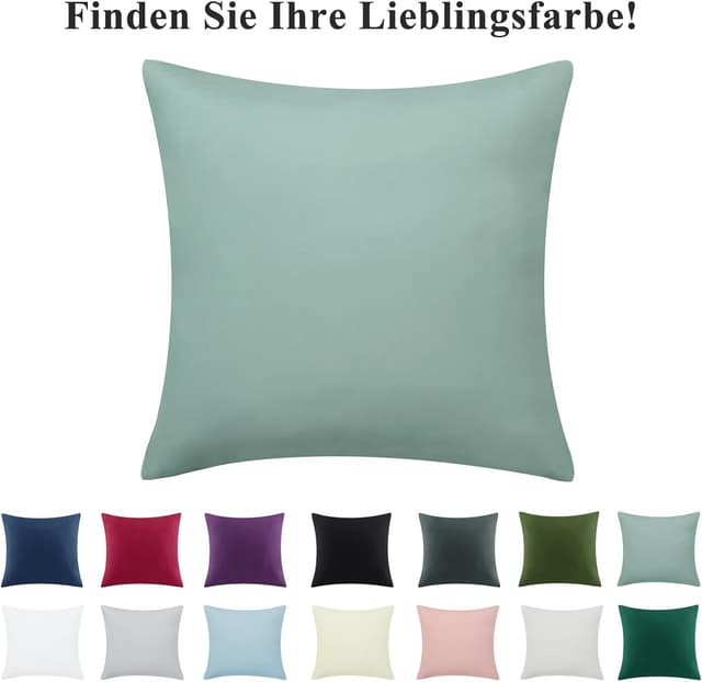 Thumbnail 6 de Aisbo Kissenbezug 80x80 im 2er-Set (Kopf-/Dekokissen), Salbeigrün, Mikrofaser mit Reißverschluss, ÖKO-TEX