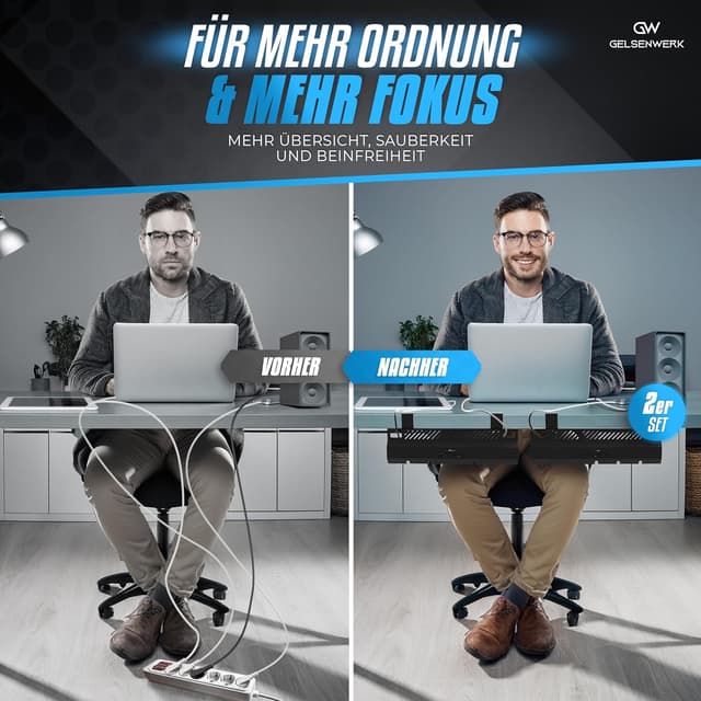 Thumbnail 4 de GELSENWERK Kabelkanal Schreibtisch 2er Set