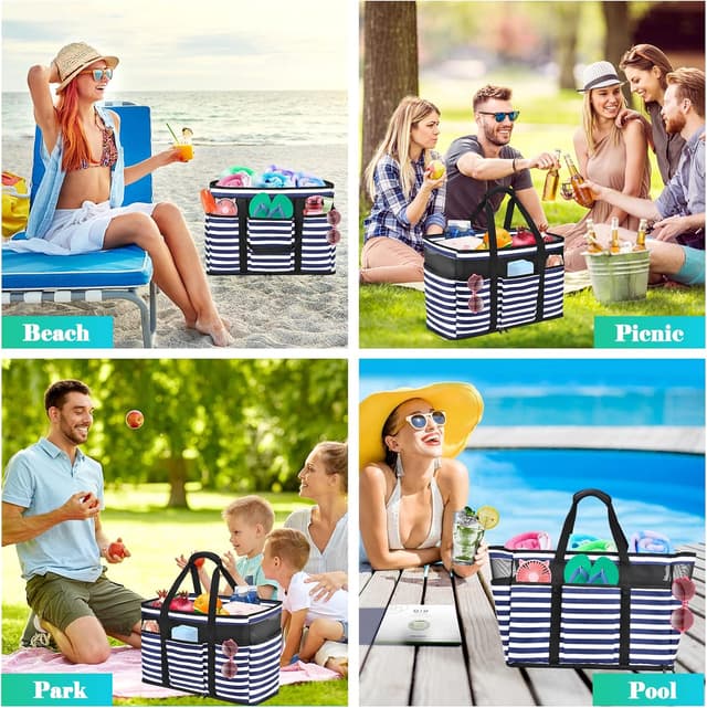 Thumbnail 6 de JUYANO Große Strandtasche mit Reißverschluss, wasserdichtes XXL-Format (45L) – Familie Badetasche Strandtasche