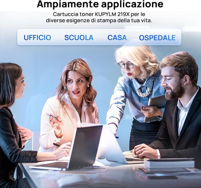 Detalle 2 de KUPYLM 219X toner compatibile con chip (219A) per HP Color LaserJet Pro: 4-pack nero, ciano, magenta e giallo