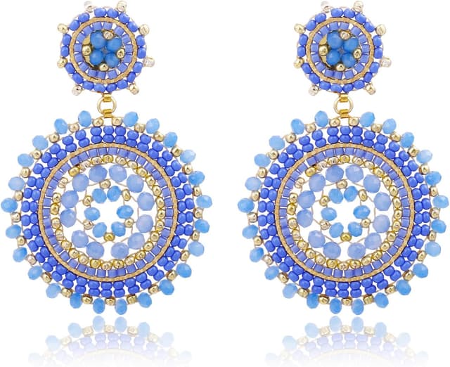 Detalle de Damen Perlenohrringe Rocailles Boho-Statement