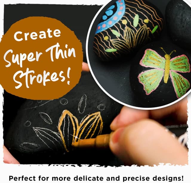 Detalle de Extra Fine Tip Metallic Chalk Pens (10 Pack, 1mm) – Liquid Wet Wipe Markers for Blackboards, Windows & Menus