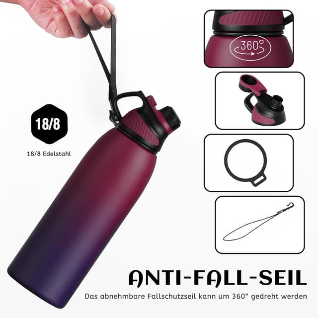 Detalle de Fjbottle Edelstahl Trinkflasche 1 L Sport