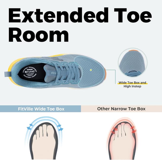 Detalle de FitVille Chaussures de running homme pour pieds larges — respirantes, antidérapantes et légères
