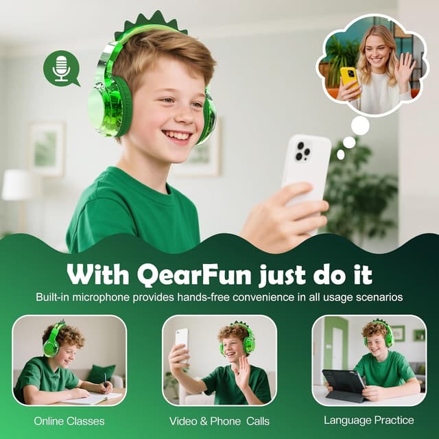 Thumbnail 3 de QearFun Kids Dinosaur Bluetooth Headphones