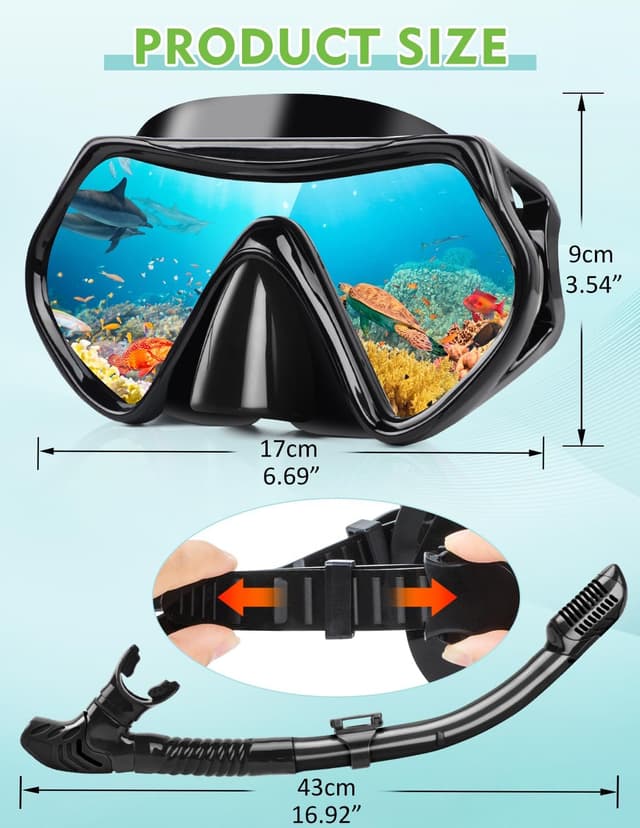 Thumbnail 6 de Hydomi snorkel set for adults 180° view