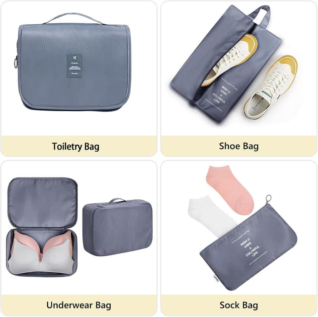 Detalle de MURISE Packwürfel-Set (8-teilig, 6+8 Zellen je nach Variante) – Koffer-Organizer mit Kompression und Mesh-Textur