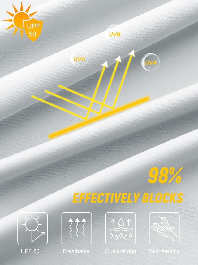 Detalle de Men's Rash Guard UPF 50+ Sun Protection Short/Long Sleeve Quick Dry Swim Shirt