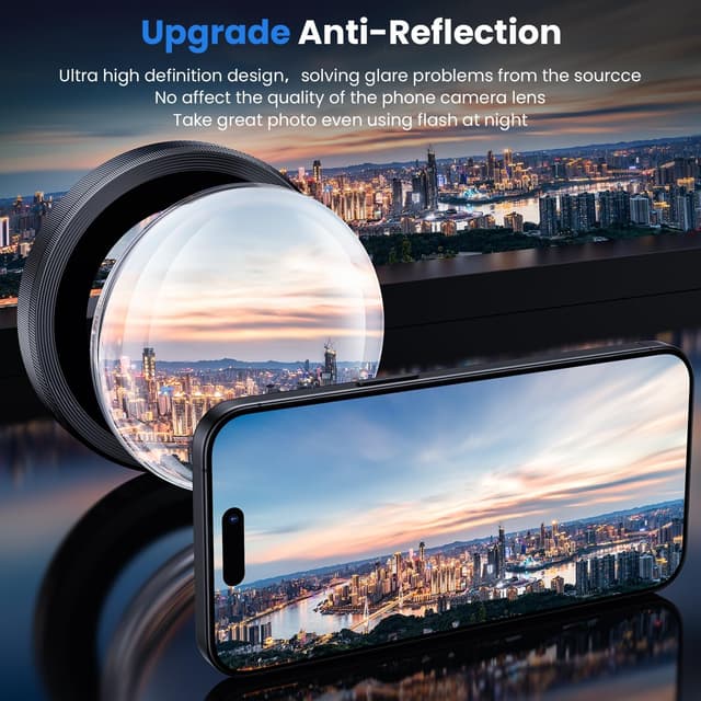 Detalle de WSKEN for iPhone 16 Pro / 16 Pro Max Camera Lens Protector (9H tempered glass, black titanium metal ring)