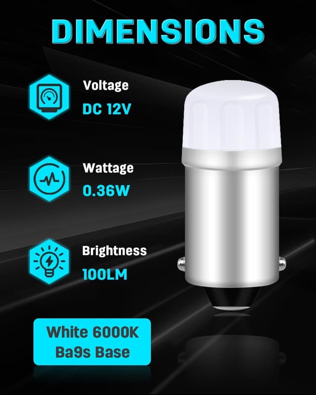 Detalle de Defvnsy T4W BA9S LED Bulb 12V 6000K Bright White (10 Pack) for interior, licence plate & more