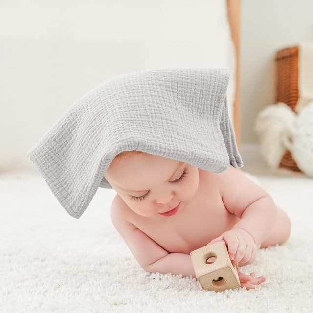 Thumbnail 3 de Bearmoss Moltontücher Baby Musselin-Spucktücher aus 100% Baumwolle (3er Set, 60x60 cm) – Blaue Wolke