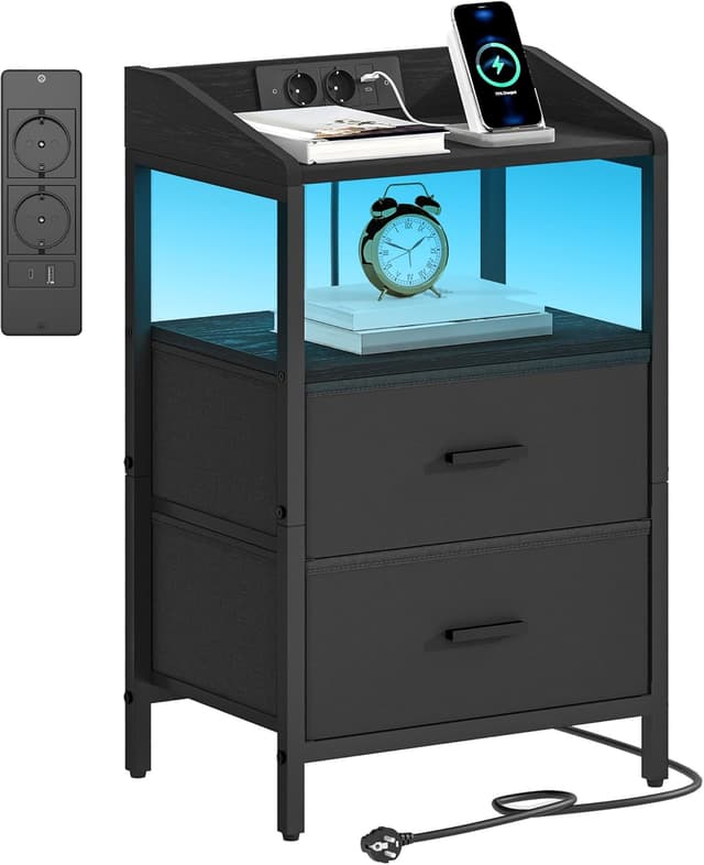 Imagen de Hzuaneri NS36104B Table de chevet 2 tiroirs en OfertitasTOP